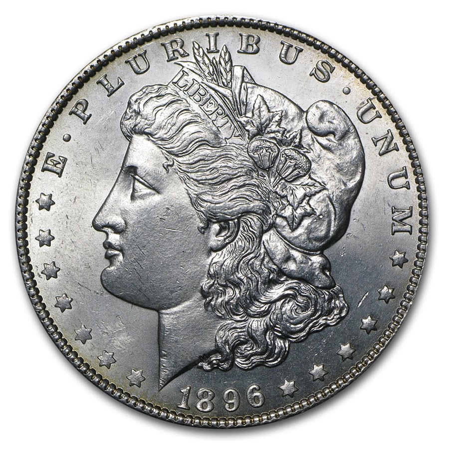 1896 Morgan Dollar BU: 1896 Morgan Dollar BU SKU no: RBJ9506 Year: 1896 Grade: Brilliant Unc Grade Service: None Denomination: $1.00 Mint Mark: P - Philadelphia (Not Shown) Metal Content: 0.7734 troy oz