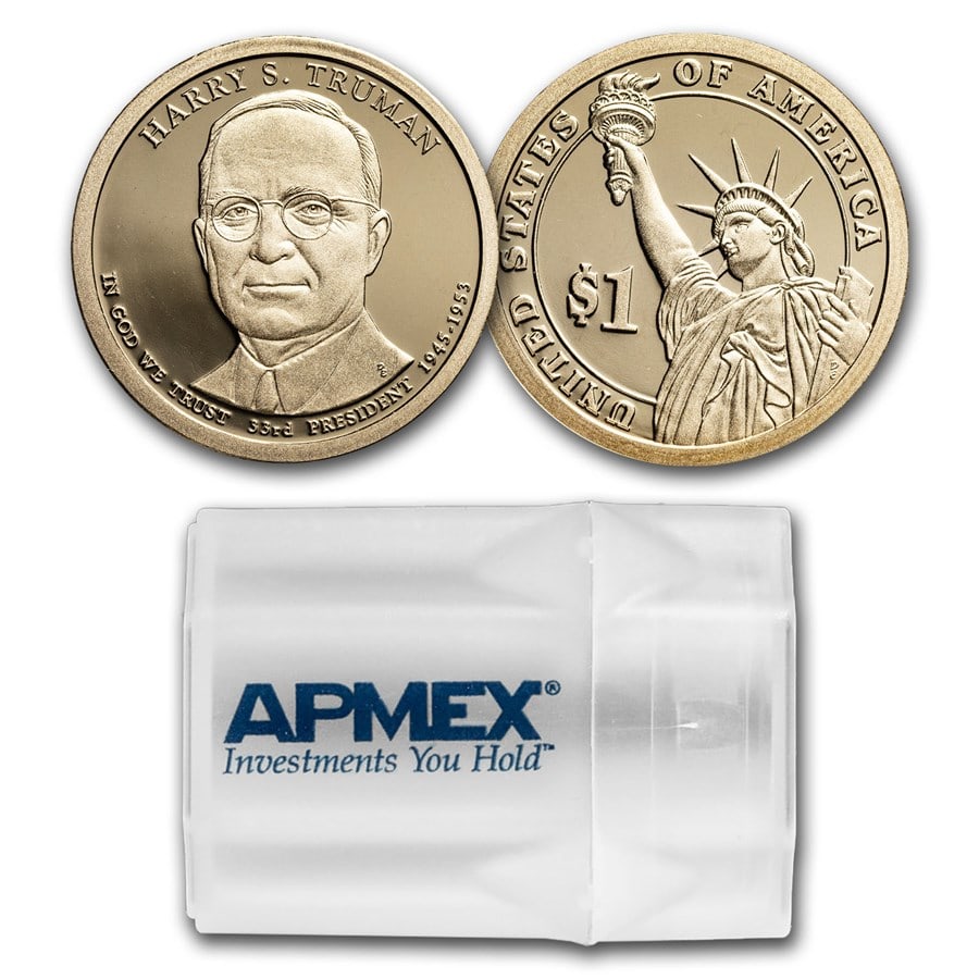 2015-S Harry Truman 20-Coin Presidential Dollar: 2015-S Harry Truman 20-Coin Presidential Dollar Roll PR SKU no: RBJ231208 Year: 2015 Grade: Proof Grade Service: None Denomination: 1 Dollar Mint Mark: S - San Francisco Metal Content: 0