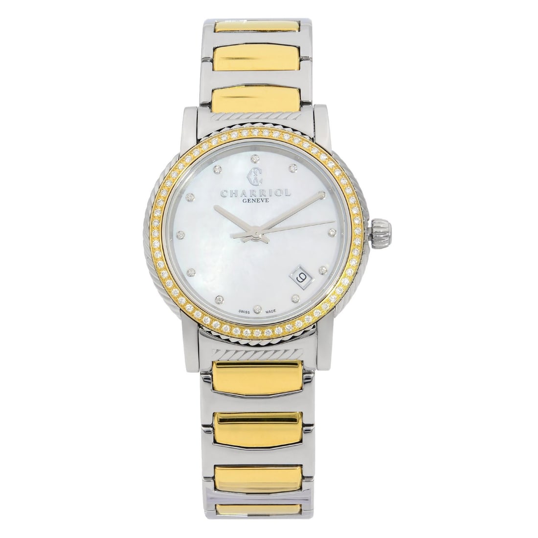 Charriol Parisii Steel Diamond White MOP: Charriol Parisii Steel Diamond White MOP Dial Quartz Women Watch P33SY2D.921.001 Creator: Charriol Case Material: Steel Weight: 96 g Case Shape: Round Movement: Quartz Case Dimensions: Height: 0.2