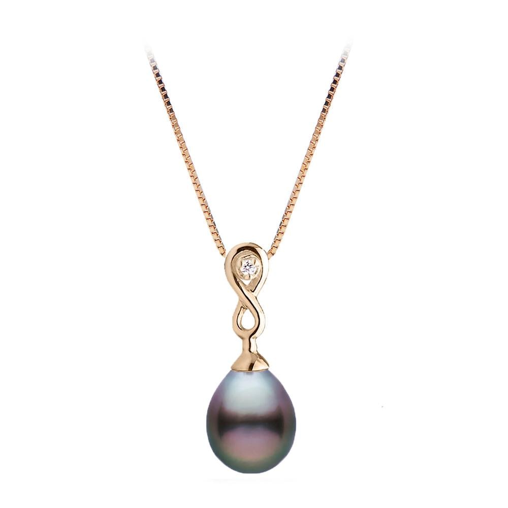 Tahitian Drop-Shape Pearl and Diamond Infinity Pendant: Tahitian Drop-Shape Pearl and Diamond Infinity Pendant Chain NOT included 14K Rose Gold / 11.0-12.0mm Guidelines for Bidding We recommend for all bidders to review the LiveAuctioneers bidding FAQ to l