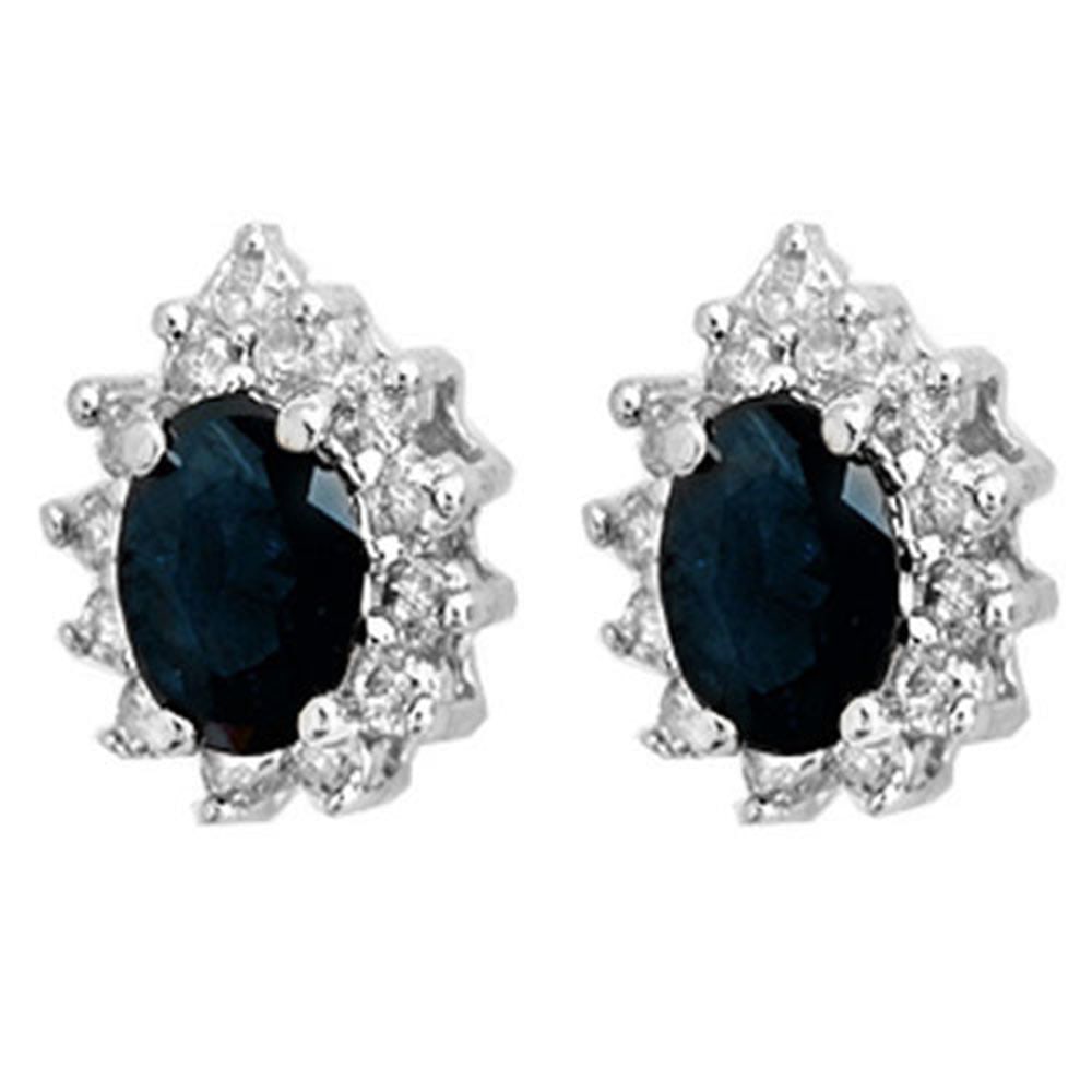 5.46 ctw Blue Sapphire & Diamond Earrings 18k White Gold: 5.46 ctw Blue Sapphire & Diamond Earrings 18k White Gold Item: Sapphire Earring Total Gem weight: 5.46 carats Metal: Solid 18k White Gold Gold Product Weight: Approx. 6.8 grams Jewelry Note: