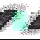 Emerald Diamond Ring In 14K Solid White Gold