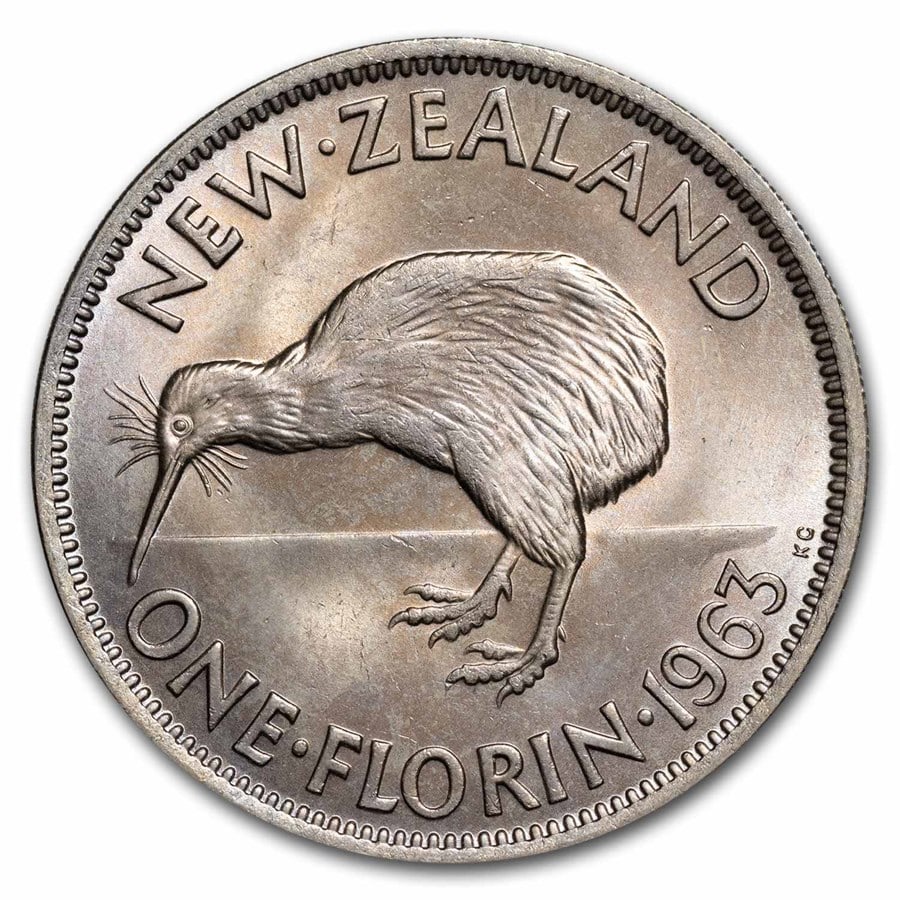 1953-1965 New Zealand Copper-Nickel Florin Elizabeth: 1953-1965 New Zealand Copper-Nickel Florin Elizabeth II BU SKU no: RBJ295095 Year: Varies Grade: Brilliant Unc Grade Service: None Denomination: 1 Florin Mint Mark: Not Shown Metal Conten
