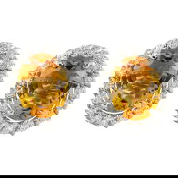 Citrine Diamond Earrings In 18K White Gold