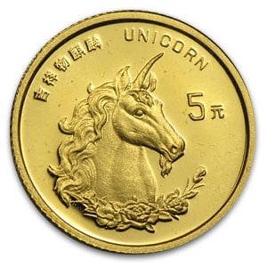 1996 China 1/20 oz Proof Gold: 1996 China 1/20 oz Proof Gold 5 Yuan Unicorn SKU no: RBJ59595 Year: 1996 Grade: Proof Grade Service: None Denomination: 5 Yuan Mint Mark: Not Shown Metal Content: 0.05 troy oz Pu