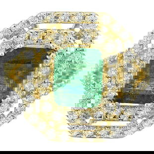 Emerald Diamond Ring 14K Yellow Gold: Natural Emerald Diamond Ring 14K Yellow Gold  Ring Size: 7 US, Resizable  Metal: 14k Gold, Yellow Gold  Stone: Diamond, Emerald  Stone Cut: Emerald Cut  Weight: 3.25 ct  Style: Modern  Place of Origin