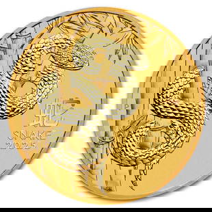 2025 Australia 1 oz Gold Lunar: 2025 Australia 1 oz Gold Lunar Snake BU (Series III) SKU no: RBJ300984 Year: 2025 Grade: Brilliant Unc Grade Service: None Denomination: 100 Dollars Mint Mark: P - Perth Metal