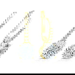 Natural 2.00 CTW Diamond Dangle Earrings 18K Yellow Gold: Natural 2.00 CTW Diamond Dangle Earrings 18K Yellow Gold Item No: RB200-FF102 Metal: 18K Yellow Gold Setting: Dangle Studs 4-Prong Basket Backing: Lever Back Origin: Handcrafted in