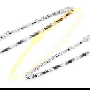 6.61 CT Genuine Blue Sapphire and White Topaz 14K White Gold Bracelet: 6.61 CT Genuine Blue Sapphire and White Topaz 14K White Gold Bracelet Stone Details: Blue Sapphire Item Type: Bracelet Subcategory: Sapphire Gross Wt: 10.92 Gemstone Wt: 6.61 ctw 