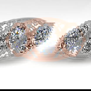 2 ctw Past Present Future Oval Cut Diamond Ring Art Deco 18k Rose Gold: 2 ctw Past Present Future Oval Cut Diamond Ring Art Deco 18k Rose Gold Item: Diamond Wedding RingTotal Gem weight: 2 carats Metal: Solid 18k Rose Gold Gold Product Weight: Approx. 6.3 grams 