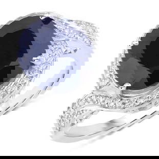 6.52 CT Genuine Blue Sapphire and White Diamond 14K White Gold Ring: 6.52 CT Genuine Blue Sapphire and White Diamond 14K White Gold Ring Stone Details: Blue Sapphire Item Type: Ring Subcategory: Sapphire Gross Wt: 5.44 Gemstone Wt: 6.21 ctw Diamond