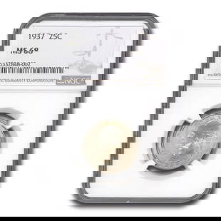 1937 Washington Quarter MS-68 NGC: 1937 Washington Quarter MS-68 NGC SKU no: RBJ286043 Year: 1937 Grade Service: NGC Denomination: 25 Cents Metal Content: 0.1808 troy oz Purity: .900 Diameter: 24.3 mm Guidelines