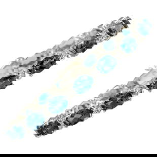 Topaz 14K White Gold Diamond Bracelet: Natural Topaz 14K White Gold Diamond Bracelet Metal: 14k Gold, White Gold Stone: Diamond, Topaz Stone Cut: Oval Cut Place of Origin: United States Period: 2010- Date of Manufacture: 2023 