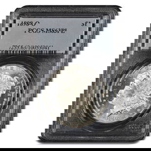 1898-O Morgan Dollar MS-63 PL Proof: 1898-O Morgan Dollar MS-63 PL Proof Like PCGS SKU no: RBJ74177 Year: 1898 Grade Service: PCGS Denomination: 1 Dollar Metal Content: 0.7734 troy oz Purity: .900 Thickness: 3.1 mm 