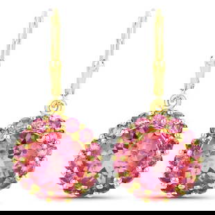 10.74 CT Genuine Pink Topaz and Rhodolite Garnet 14K White Gold Earrings: 10.74 CT Genuine Pink Topaz and Rhodolite Garnet 14K White Gold Earrings Stone Details: Pink Topaz Item Type: Earrings Subcategory: Topaz Gross Wt: 6.78 Gemstone Wt: 10.74 ctw Total