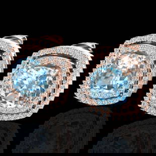 4.05 ctw Sky Blue Topaz & Micro VS/SI Diamond Earrings 14k Rose Gold: 4.05 ctw Sky Blue Topaz & Micro VS/SI Diamond Earrings 14k Rose Gold Item: Topaz StudTotal Gem weight: 4.05 carats Metal: Solid 14k Rose Gold Gold Product Weight: Approx. 4.7 grams Jewelry