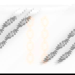 4.52 ctw Marquise Cut Diamond Micro Pave Earrings 18K Rose Gold: 4.52 ctw Marquise Cut Diamond Micro Pave Earrings 18K Rose Gold Item: Diamond EarringTotal Gem weight: 4.52 carats Metal: Solid 18K Rose Gold Gold Product Weight: Approx. 7.8 grams Jewelry