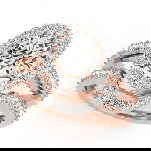 1.21 ctw Certified VS/SI Diamond 2pc Wedding Set Halo 14k Rose Gold: 1.21 ctw Certified VS/SI Diamond 2pc Wedding Set Halo 14k Rose Gold Item: Diamond Wedding RingTotal Gem weight: 1.21 carats Metal: Solid 14k Rose Gold Gold Product Weight: Approx. 6.2 grams 
