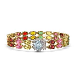 29.32 ctw Sapphire & Diamond Bracelet 14K Yellow Gold