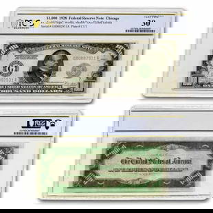 1928 (G-Chicago) $1,000 FRN VF-30 PCGS: 1928 (G-Chicago) $1,000 FRN VF-30 PCGS (Fr#2210-G) SKU no: RBJ185963 Year: 1928 Grade: Very Fine - 30 Grade Service: PCGS Denomination: 1,000 Dollars Mint Mark: G - Chicago Metal Content:
