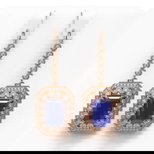 14.16 ctw Sapphire & Diamond Victorian Earrings 14K Rose Gold: 14.16 ctw Sapphire & Diamond Victorian Earrings 14K Rose Gold Item: Sapphire EarringTotal Gem weight: 14.16 carats Metal: Solid 14K Rose Gold Gold Product Weight: Approx. 14.4 grams Jewelry