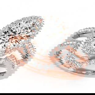 0.67 ctw Certified VS/SI Diamond 2pc Wedding Set Halo 14k Rose Gold: 0.67 ctw Certified VS/SI Diamond 2pc Wedding Set Halo 14k Rose Gold Item: Diamond Wedding RingTotal Gem weight: 0.67 carats Metal: Solid 14k Rose Gold Gold Product Weight: Approx. 5.7 grams 
