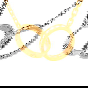 Cartier Love Interlocking Necklace 18K Yellow: Cartier Love Interlocking Necklace 18K Yellow Gold and Diamonds Metal Type: 18K Yellow Gold Metal Finish: High Polish Hallmarks Type: 750, Designer Signature, Makers Mark, Serial Number 