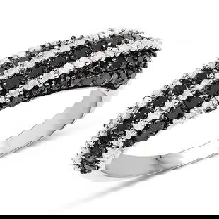 1.25 CT Genuine Black Diamond & White Diamond 14K White Gold Ring: 1.25 CT Genuine Black Diamond & White Diamond 14K White Gold Ring Stone Details: Black Diamond Item Type: Ring Subcategory: Diamond Gross Wt: 3.94 Diamond Wt: 1.25 ctw Total Stone