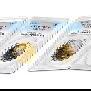 1987 2-Coin Proof American Gold Eagle: 1987 2-Coin Proof American Gold Eagle Set PR-70 PCGS SKU no: RBJ117337 Year: 1987 Grade: Proof - 70 DCAM Grade Service: PCGS Denomination: Varies Mint Mark: Varies Metal Content: