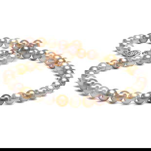 Multicolor Freshwater Pearl Necklace, 7.5-8.0mm: Multicolor Freshwater Pearl Necklace, 7.5-8.0mm AA+ / 18" / 14kt Yellow Gold Guidelines for Bidding We recommend for all bidders to review the LiveAuctioneers bidding FAQ to learn about the