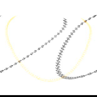 Classic and elegant diamond riviere necklace: Classic and elegant diamond riviere necklace in 14k Brand: Estate Jewelry Gender: Female Width: 2.8000000000000003 Metal(s) / Material(s): 14k Yellow Gold Item Weight: 11.30 pwt 