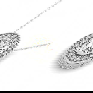 0.75 ctw Certified SI Diamond Halo Necklace 14k White Gold: 0.75 ctw Certified SI Diamond Halo Necklace 14k White Gold Item: Diamond NecklaceTotal Gem weight: 0.75 carats Metal: Solid 14k White Gold Gold Product Weight: Approx. 3.1 grams Jewelry Note: