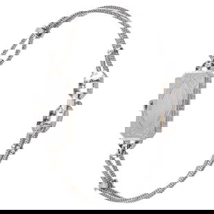 Gubelin Platinum and Diamond Art Deco: Gubelin Platinum and Diamond Art Deco Manual Winding Dress Watch, circa 1930s Creator: Gubelin Case Material: Platinum Stone: Diamond Stone Cut: Round Cut Movement: Manual Wind Style: Art Deco <br