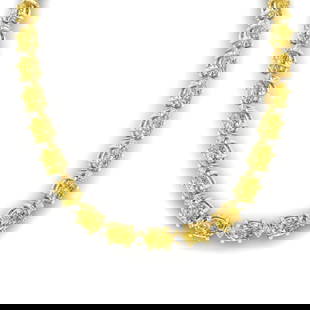 61.85 ctw Citrine & VS/SI Diamond Eternity Necklace 10k Yellow Gold: 61.85 ctw Citrine & VS/SI Diamond Eternity Necklace 10k Yellow Gold Item: Citrine NecklaceTotal Gem weight: 61.85 carats Metal: Solid 10k Yellow Gold Gold Product Weight: Approx. 38.3 grams 