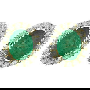 Dazzling Emerald and Diamond Earrings in 14K Solid Yellow Gold: Dazzling Emerald and Diamond Earrings in 14K Solid Yellow Gold Introducing a mesmerizing pair of earrings that exude elegance and sophistication - the 4.70 Carat Natural Emerald 14K Solid Yellow