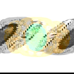 Emerald Diamond Ring 14K Yellow Gold: Emerald Diamond Ring 14K Yellow Gold  Ring Size: 10 US, Resizable  Metal: 14k Gold, Yellow Gold  Stone: Diamond, Emerald  Stone Cut: Oval Cut  Place of Origin: United States  Period: 2010-  Date of Ma