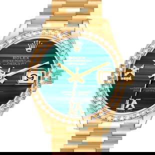 Rolex President Midsize Malachite Yellow Gold: Rolex President Midsize Malachite Yellow Gold Diamond Ladies Watch 278288 Unworn Box Card SKU no: RBJ67014 Brand: Rolex Model Name: Rolex President Midsize Malachite Yellow Gold Diamond Ladies Watch 2