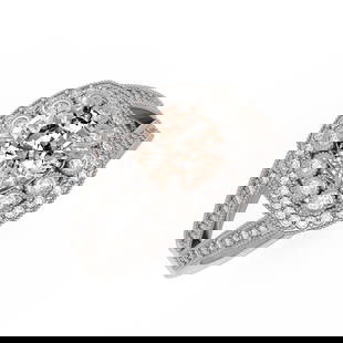 2.29 ctw Certified Morganite & Diamond Victorian Ring 14K White Gold: 2.29 ctw Certified Morganite & Diamond Victorian Ring 14K White Gold Item: Morganite RingTotal Gem weight: 2.29 carats Metal: Solid 14K White Gold Gold Product Weight: Approx. 6 grams Jewelry No