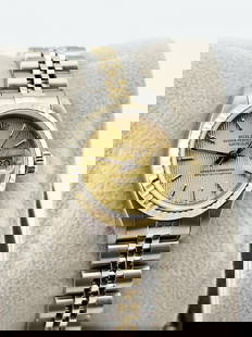 Rolex Ladies Datejust 69173 Champagne Tapestry: Rolex Ladies Datejust 69173 Champagne Tapestry Dial 18K Yellow Gold Steel 26mm Creator: Rolex Case Dimensions: Diameter: 1.03 in (26 mm) Period: 1980-1989 Date of Manufacture: 1989 Condition: Excellen