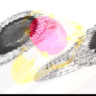 3.83 ctw Ruby & Diamond Ring 14k Yellow Gold: 3.83 ctw Ruby & Diamond Ring 14k Yellow Gold Item: Ruby RingTotal Gem weight: 3.83 carats Metal: Solid 14k Yellow Gold Gold Product Weight: Approx. 5.6 grams Jewelry Note: Ring Size is 6.5