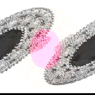 Ruby Diamond Ring 14K White Gold: Natural Ruby Diamond Ring 14K White Gold Ring Size: 7 US, Resizable Metal: 14k Gold, White Gold Stone: Diamond, Ruby Stone Cut: Oval Cut Place of Origin: United States Period: 2010- Date of