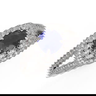 2.69 ctw Certified Sapphire & Diamond Victorian Ring 14K White Gold: 2.69 ctw Certified Sapphire & Diamond Victorian Ring 14K White Gold Item: Sapphire RingTotal Gem weight: 2.69 carats Metal: Solid 14K White Gold Gold Product Weight: Approx. 6 grams Jewelry Note