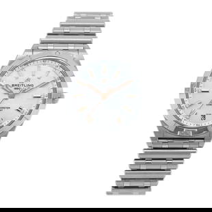 Breitling Stainless Steel Diamond Mother of: Breitling Stainless Steel Diamond Mother of Pearl 36mm Chronomat Automatic Watch A10380 Brand: BREITLING Condition: Shows Wear Condition Details: Hardware: Scratch(es), , Box, Papers Circumference: 7