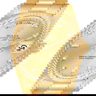 Rolex President Day-Date Yellow Gold Diamond: Rolex President Day-Date Yellow Gold Diamond Dial Mens Watch 18238 SKU no: RBJ70091 Brand: Rolex Model Name: Rolex President Day-Date Yellow Gold Diamond Dial Mens Watch 18238 Model Number: 18238 Year