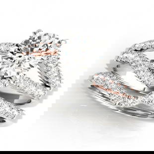 1.86 ctw Certified VS/SI Diamond Solitaire 2pc Set 14k 2Tone Gold: 1.86 ctw Certified VS/SI Diamond Solitaire 2pc Set 14k 2Tone Gold Item: Diamond Wedding RingTotal Gem weight: 1.86 carats Metal: Solid 14k White & Rose Gold Gold Product Weight: Approx. 8.3