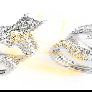1.8 ctw VS/SI Princess Diamond 2pc Wedding Set 14k Yellow Gold: 1.8 ctw VS/SI Princess Diamond 2pc Wedding Set 14k Yellow Gold Item: Diamond Wedding RingTotal Gem weight: 1.8 carats Metal: Solid 14k Yellow Gold Gold Product Weight: Approx. 6.3 grams Jewelry