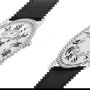 Cartier Ronde Louis 29mm 18K White: Cartier Ronde Louis 29mm 18K White Gold Diamond White Dial Ladies Watch 2887 Creator: Cartier Design: Ronde Solo Watch Ronde Watch Collection Case Material: White Gold Strap Material: