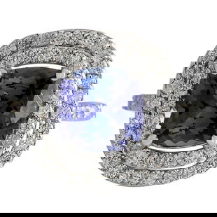 Tanzanite Diamond Ring 14K White Gold: Tanzanite Diamond Ring 14K White Gold Ring Size: 7 US, Resizable Metal: 14k Gold, White Gold Stone: Diamond, Tanzanite Stone Cut: Cushion Cut Place of Origin: United States Period: 2010- Date