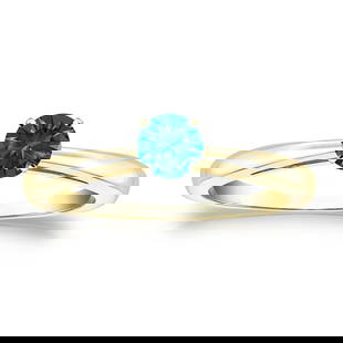 Natural 0.33 CTW Blue Diamond Solitaire Ring 18K Yellow Gold: Natural 0.33 CTW Blue Diamond Solitaire Ring 18K Yellow Gold Item No: RBLRB033-32 Metal: 18K Yellow Gold Setting: 4-Prong Origin: Handcrafted in the USA DIAMOND INFORMATION Number of Diam