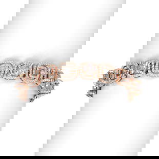 22.5 ctw Morganite & Diamond Bracelet 18K Rose Gold: 22.5 ctw Morganite & Diamond Bracelet 18K Rose Gold Item: Morganite BraceletTotal Gem weight: 22.5 carats Metal: Solid 18K Rose Gold Gold Product Weight: Approx. 35.8 grams Jewelry Note: Bra